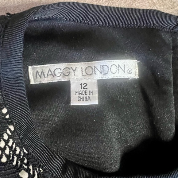Maggy London Black and Cream Lace Midi Dress, size 12, like new - Picture 6 of 6